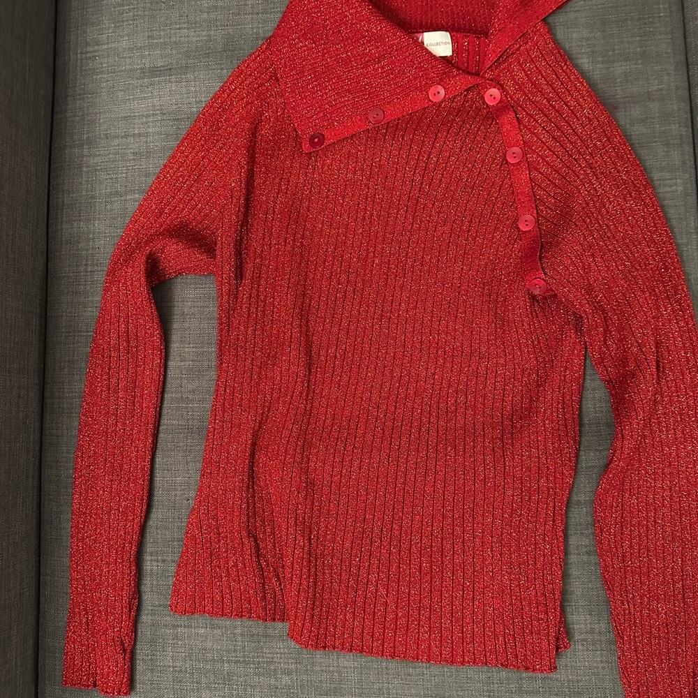 JM Collection Red Cowl Neck Sweater